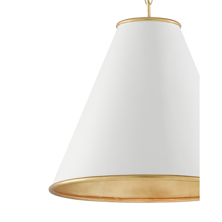 Elegant 22" Gold and White Adjustable Pendant Light