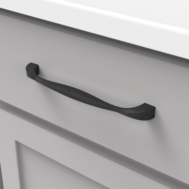 Black Iron Twist Kitchen Cabinet Bar Handles with Mounting Hardware