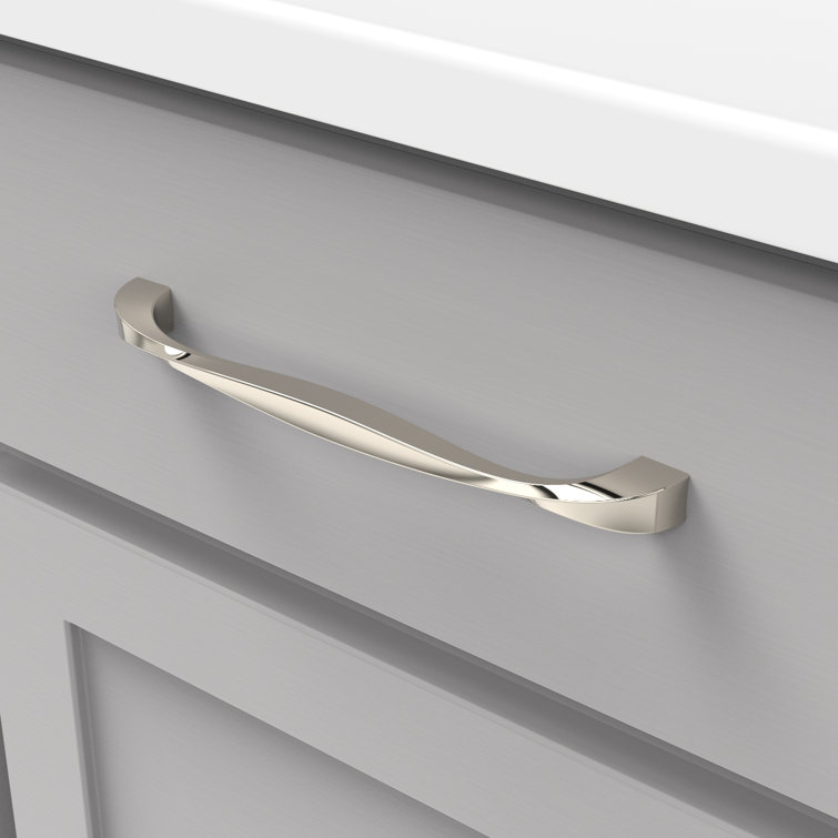 Polished Nickel Modern Bar Cabinet Handles with Mounting Hardware