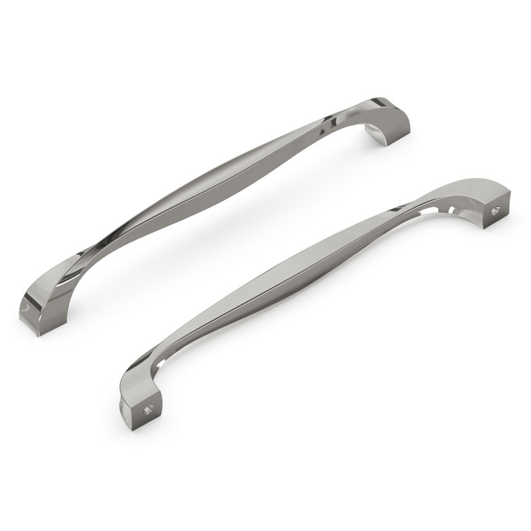 Polished Nickel Modern Bar Cabinet Handles with Mounting Hardware