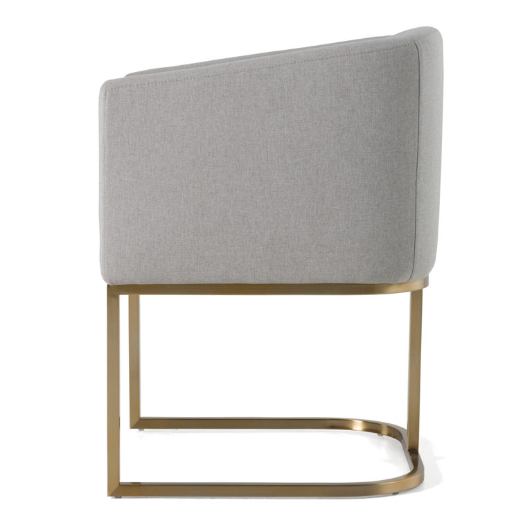 Echo Light Gray Linen Upholstered Arm Chair with Brass Base
