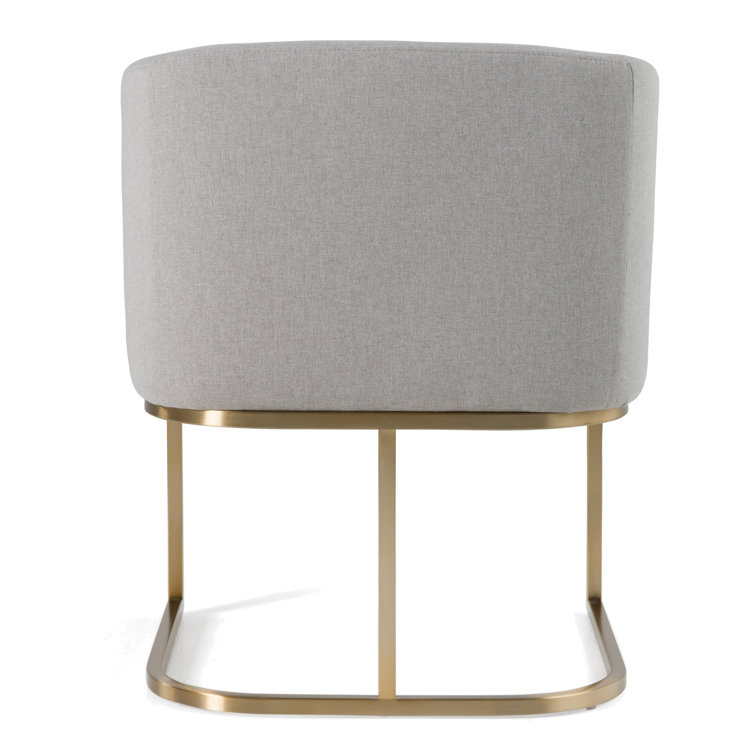 Echo Light Gray Linen Upholstered Arm Chair with Brass Base