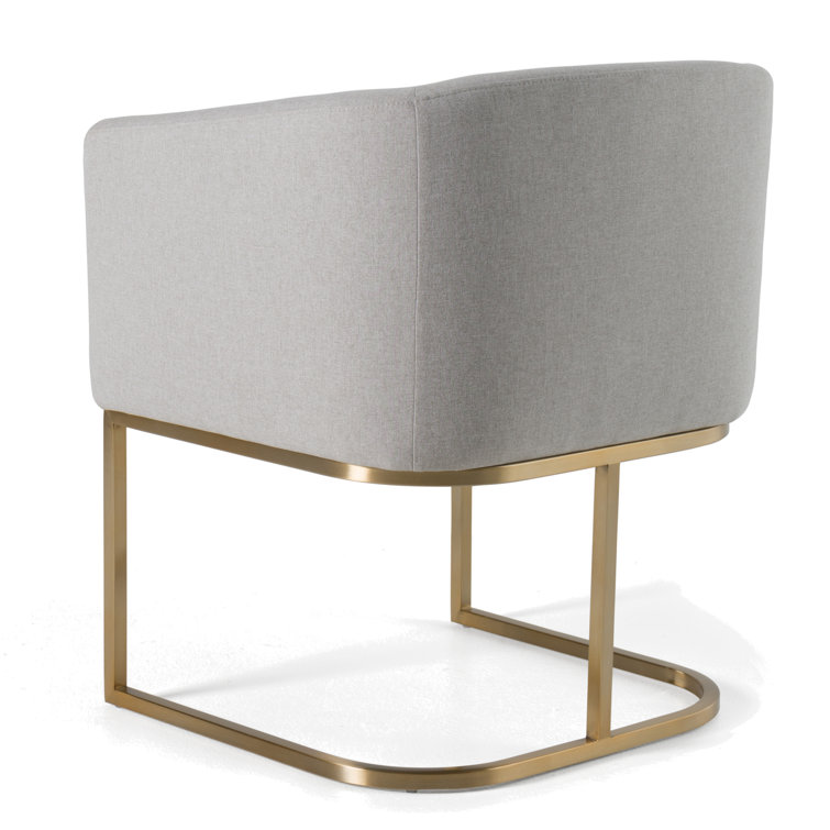 Echo Light Gray Linen Upholstered Arm Chair with Brass Base