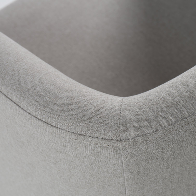 Echo Light Gray Linen Upholstered Arm Chair with Brass Base