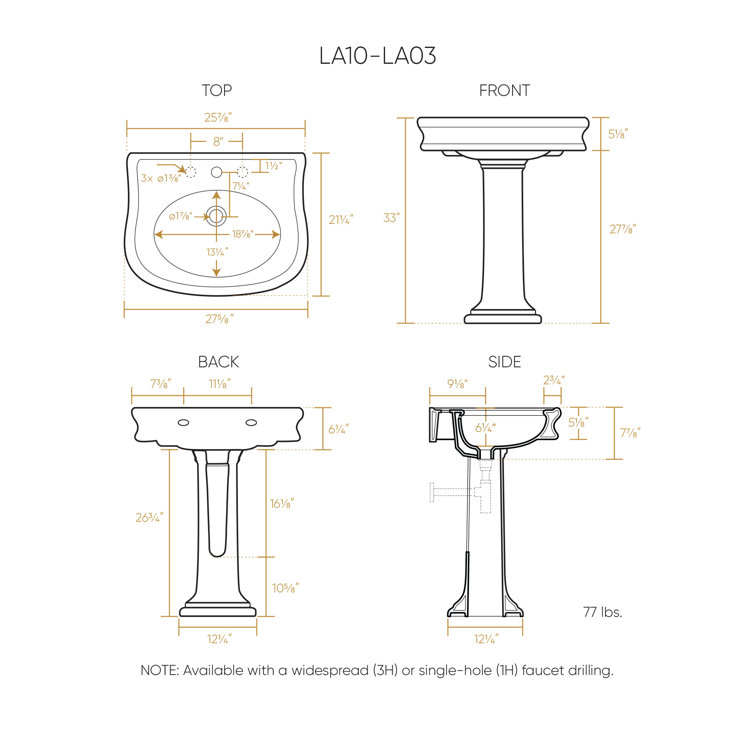 White Ceramic Pedestal Sink with Oval Bowl and Trim