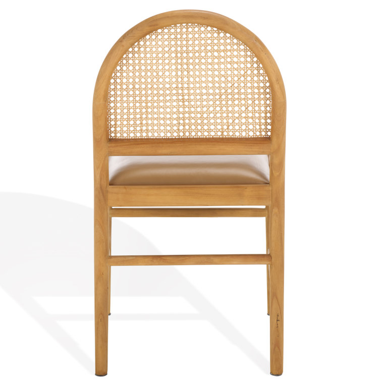 Laylie Natural Rattan and Leather Upholstered Dining Chair