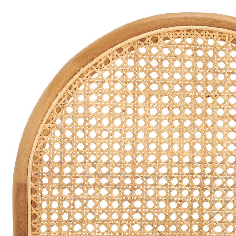 Laylie Natural Rattan and Leather Upholstered Dining Chair