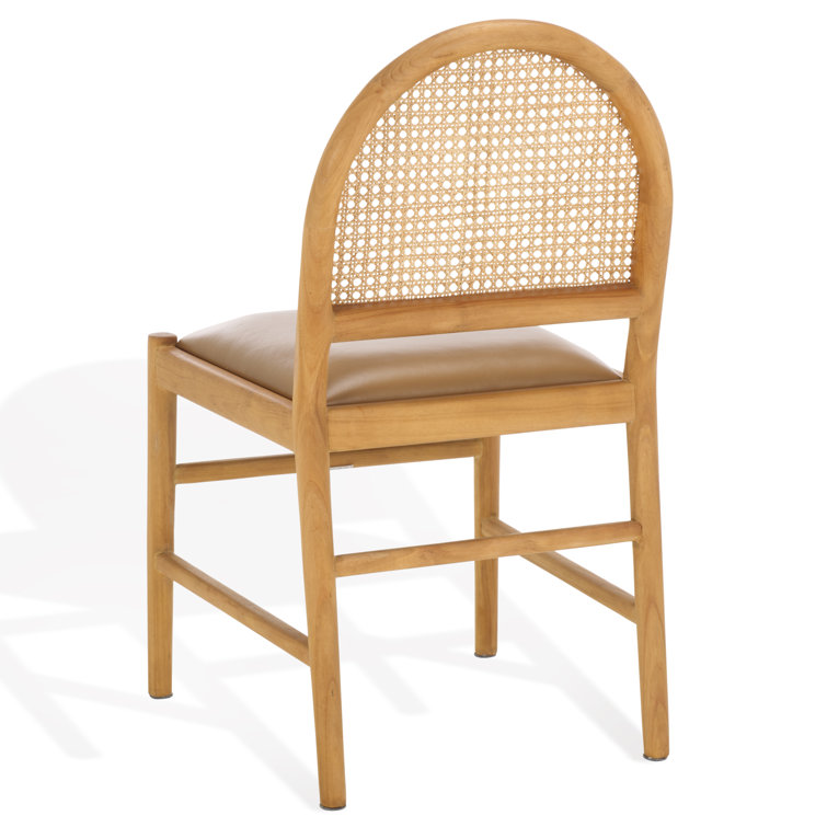Laylie Natural Rattan and Leather Upholstered Dining Chair