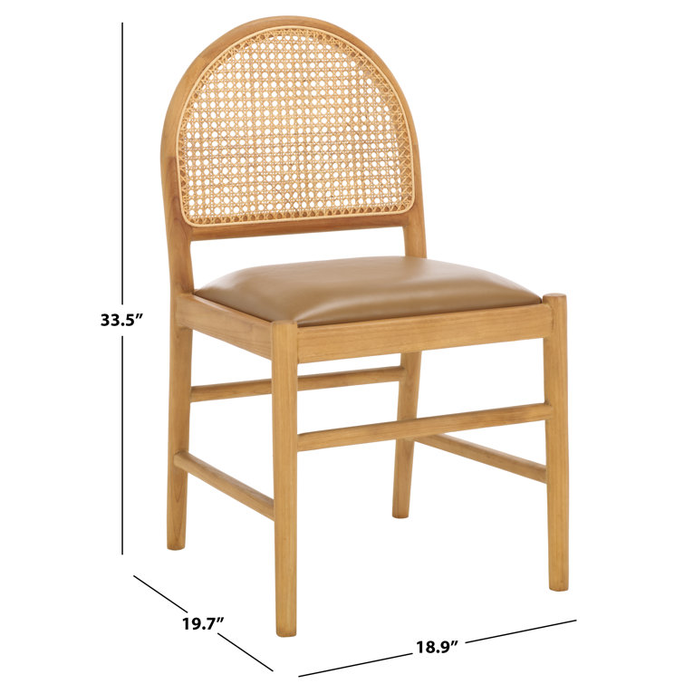 Laylie Natural Rattan and Leather Upholstered Dining Chair