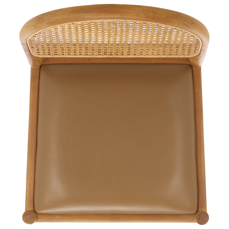 Laylie Natural Rattan and Leather Upholstered Dining Chair