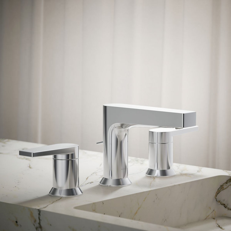 Taut Polished Chrome 2-Handle Low-Arc Bathroom Faucet