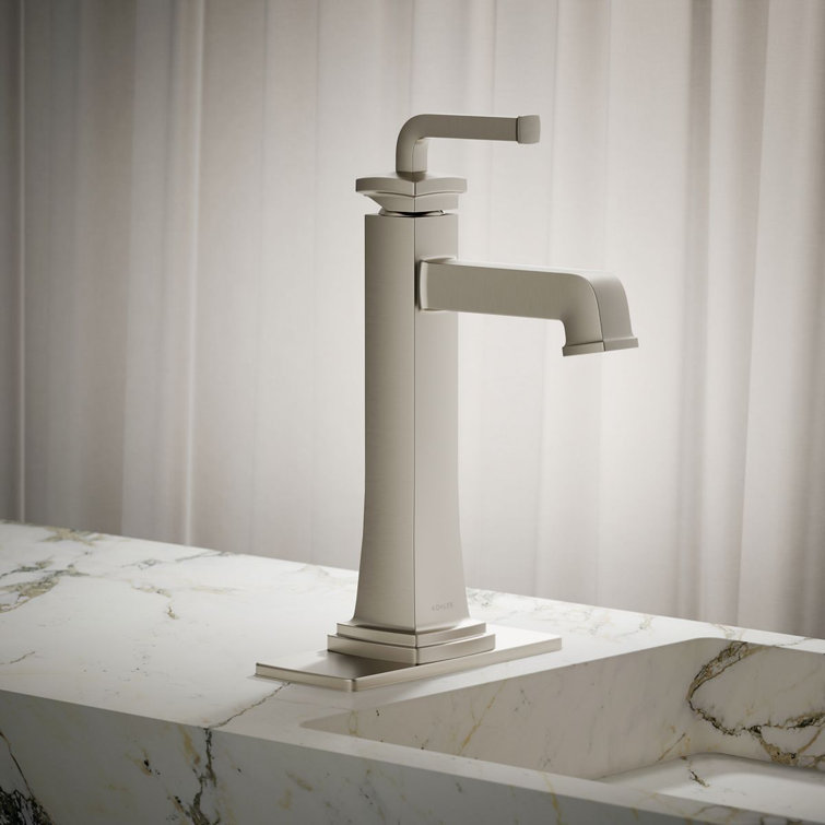 Elegant Riff Tall Single-Handle 11.38" Bathroom Faucet in Vibrant Brushed Nickel