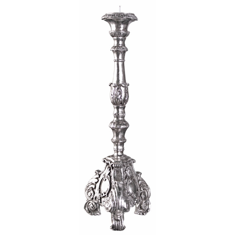 Medium Antique Bronze Resin Scroll-Footed Candlestick