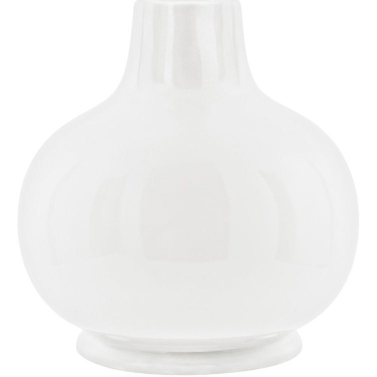White Ceramic Bell Shade Table Lamp with Cotton Shade