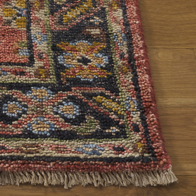 Samarkand Blue and Rust Hand-Knotted Wool 6' x 9' Area Rug