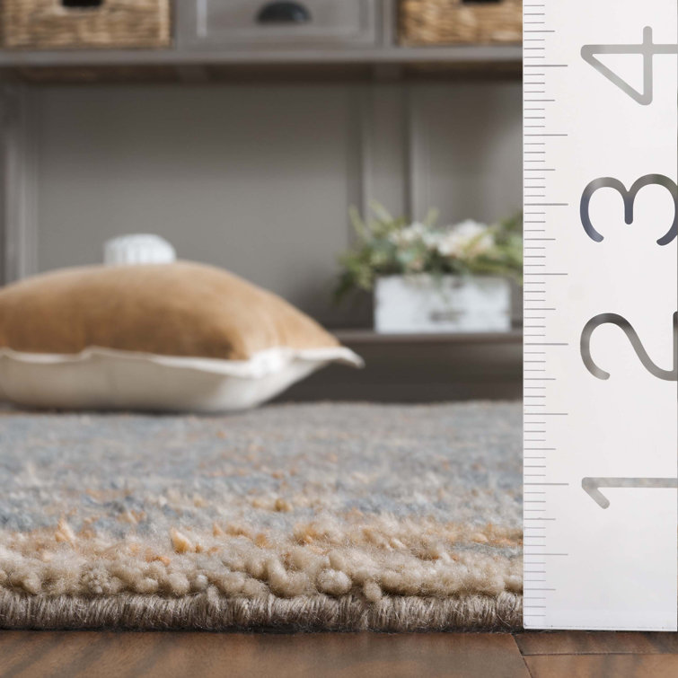 Light Blue Hand-Knotted Wool and Cotton 6' x 9' Rug