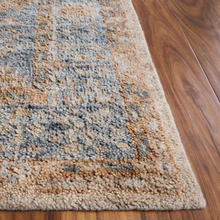 Light Blue Hand-Knotted Wool and Cotton 6' x 9' Rug