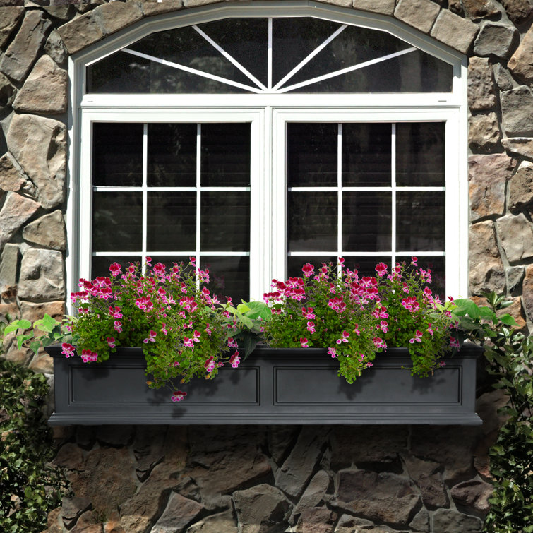 Black Resin 60" Window Box Planter with Water Reservoir
