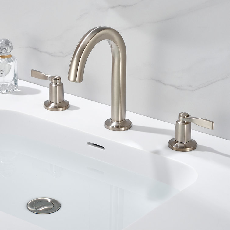 Larko Brushed Nickel 8 in. Widespread 2-Handle Bathroom Faucet