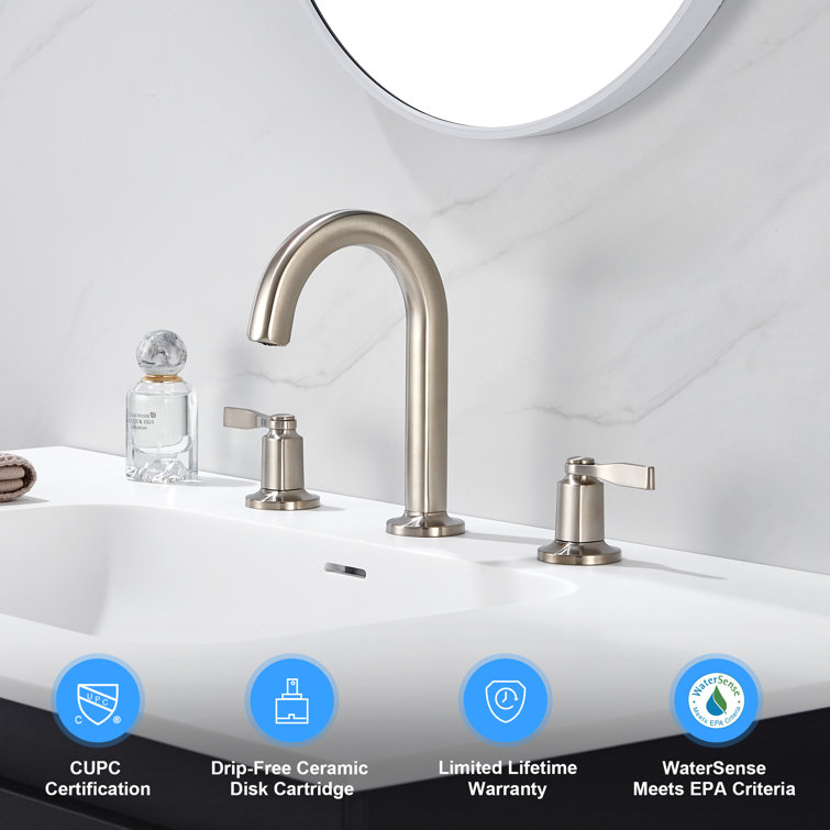 Larko Brushed Nickel 8 in. Widespread 2-Handle Bathroom Faucet