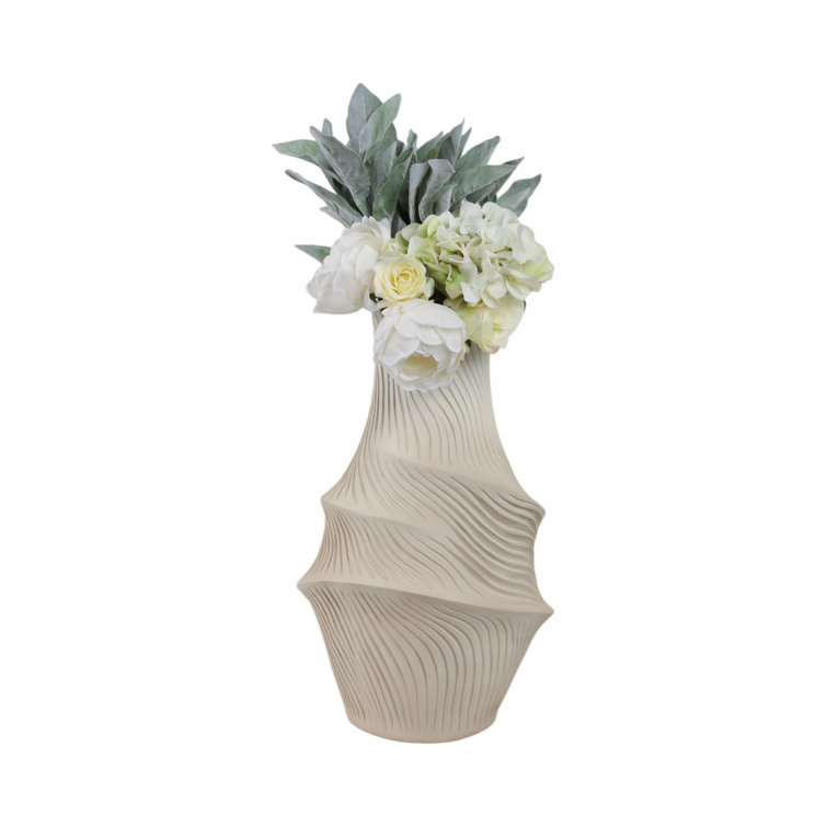 Handcrafted Off-White Resin Novelty Table Vase