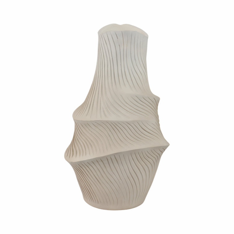 Handcrafted Off-White Resin Novelty Table Vase
