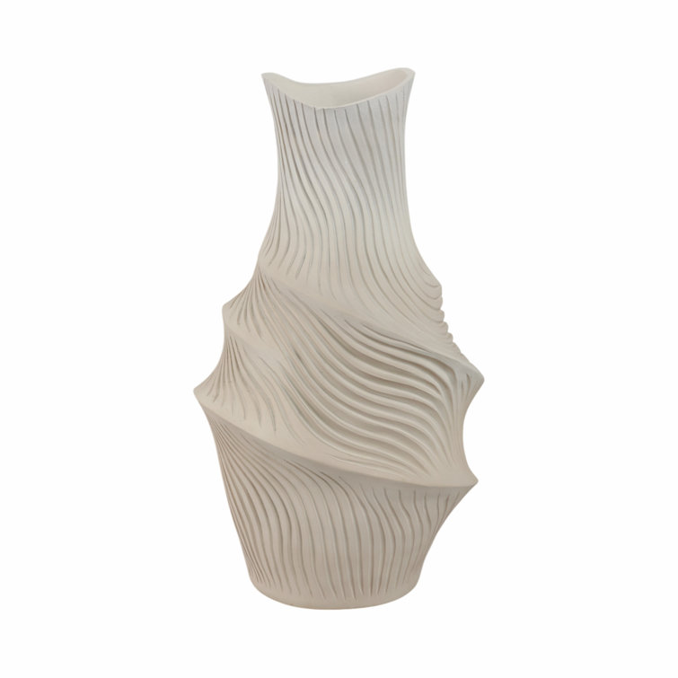 Handcrafted Off-White Resin Novelty Table Vase