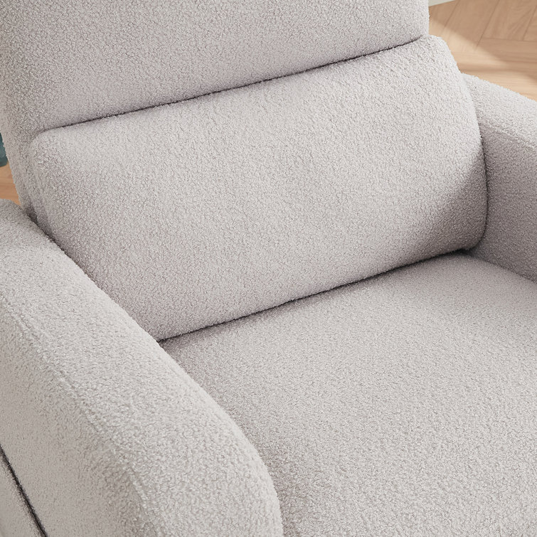 Gray Faux Leather Swivel Rocker Recliner with USB Port