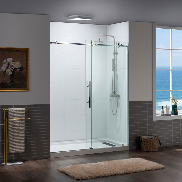 60" x 76" Frameless Sliding Shower Door with Chrome Finish