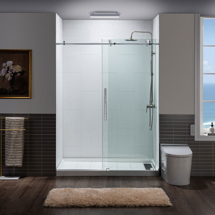 60" x 76" Frameless Sliding Shower Door with Chrome Finish