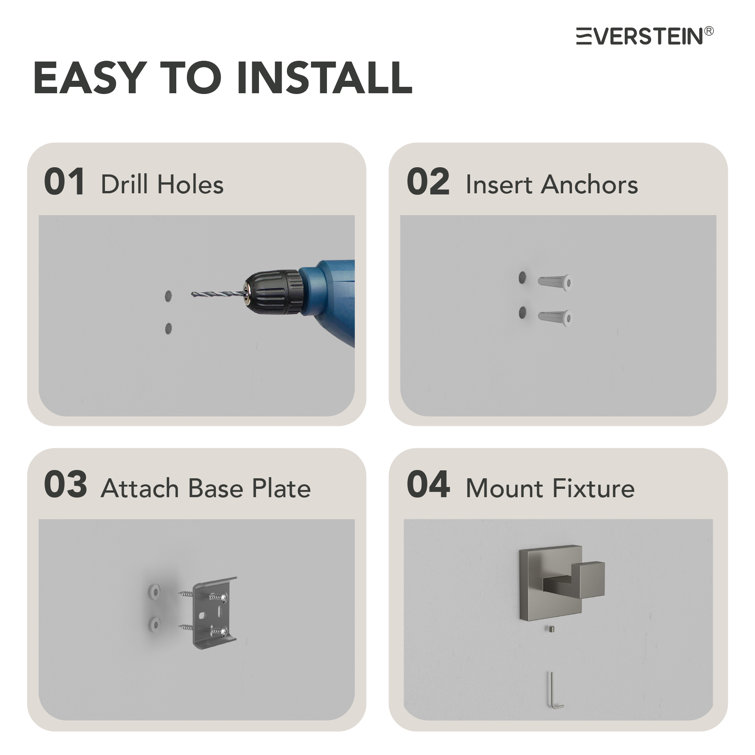 Brushed Nickel 4-Piece Bathroom Hardware Set with Towel Bar