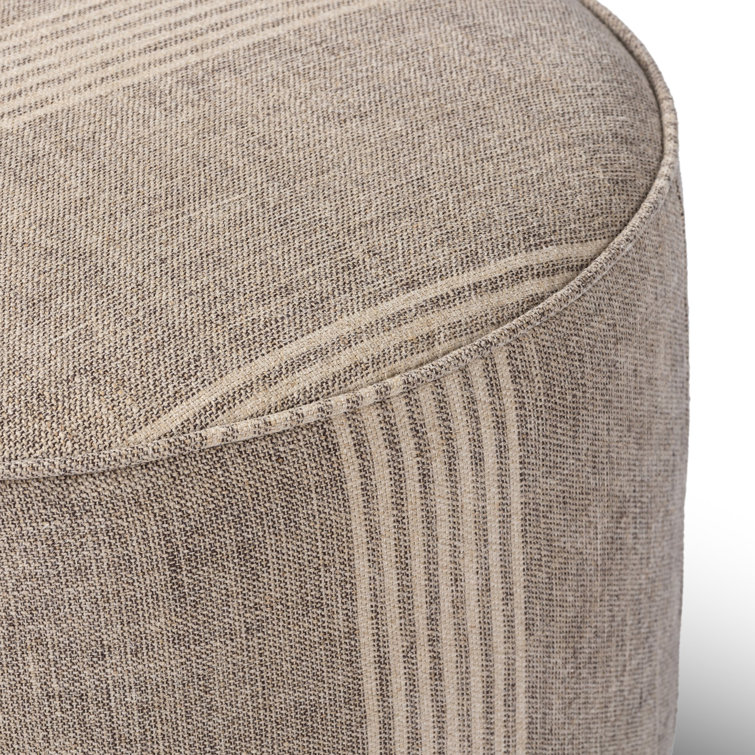 Manchester Flint and Sienna Brown Linen Round Storage Pouf
