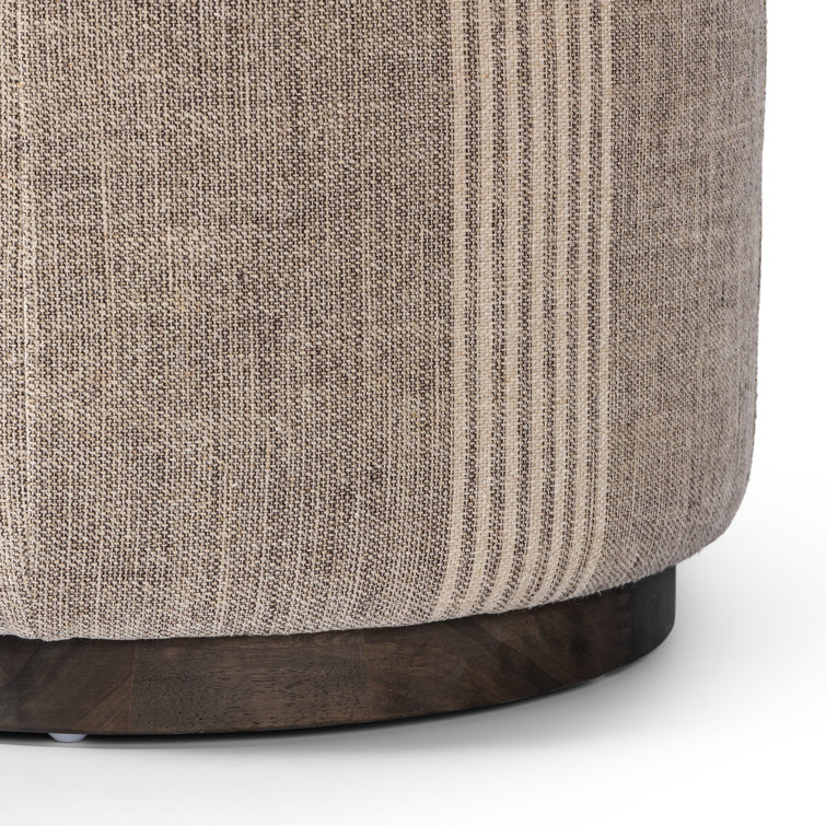 Manchester Flint and Sienna Brown Linen Round Storage Pouf