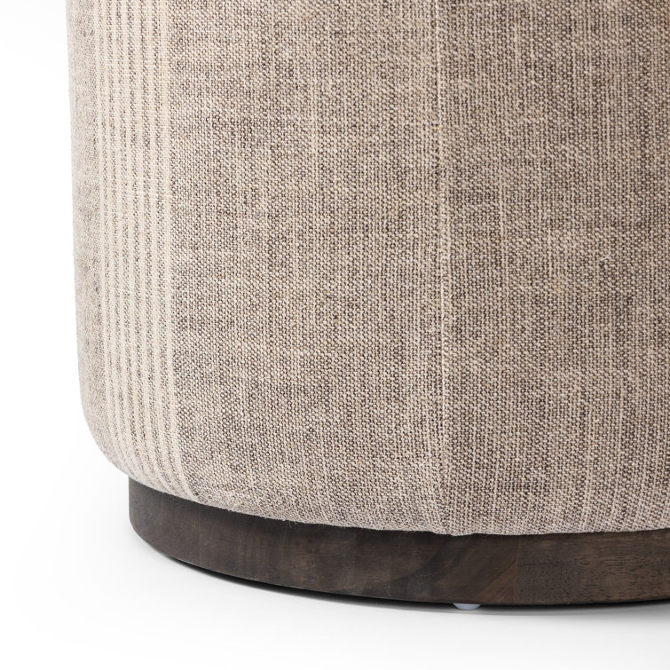Manchester Flint and Sienna Brown Linen Round Storage Pouf