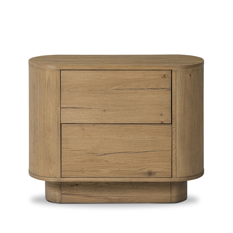 Paden Sculptural Aged Black Acacia 2-Drawer Nightstand