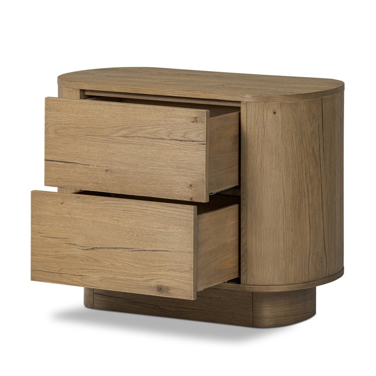 Paden Sculptural Aged Black Acacia 2-Drawer Nightstand