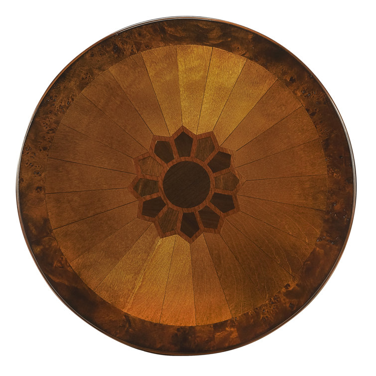 Amberwood Olive Ash Burl Round Solid Wood End Table with Storage