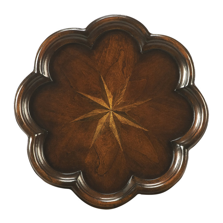 Whitman Dark Cherry Scalloped Edge Round Side Table