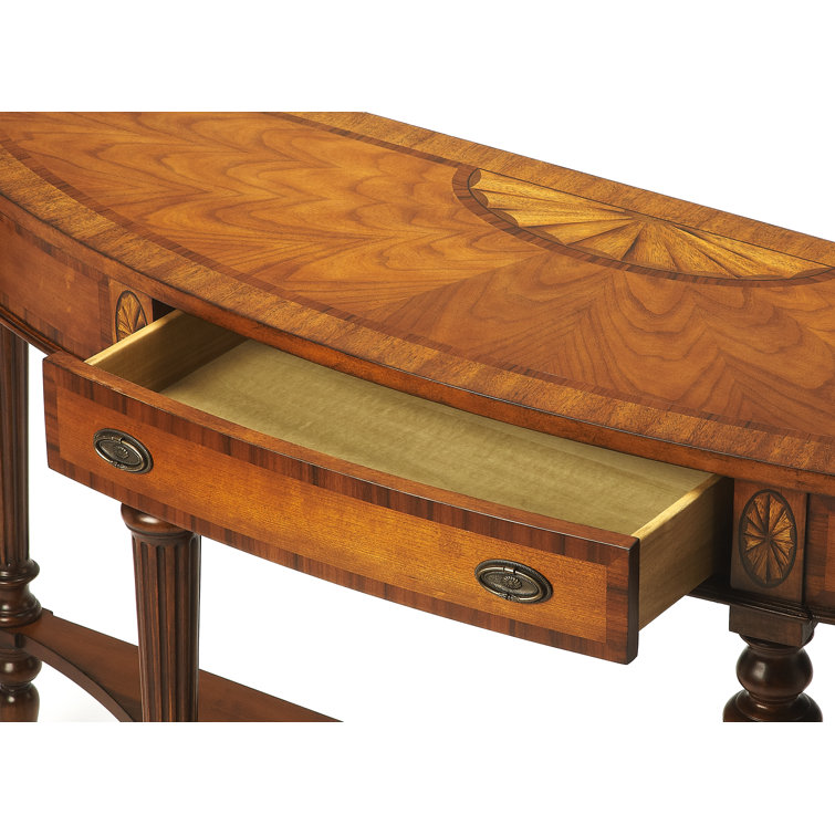 Latham 62'' Brown Wood Demilune Console Table with Storage