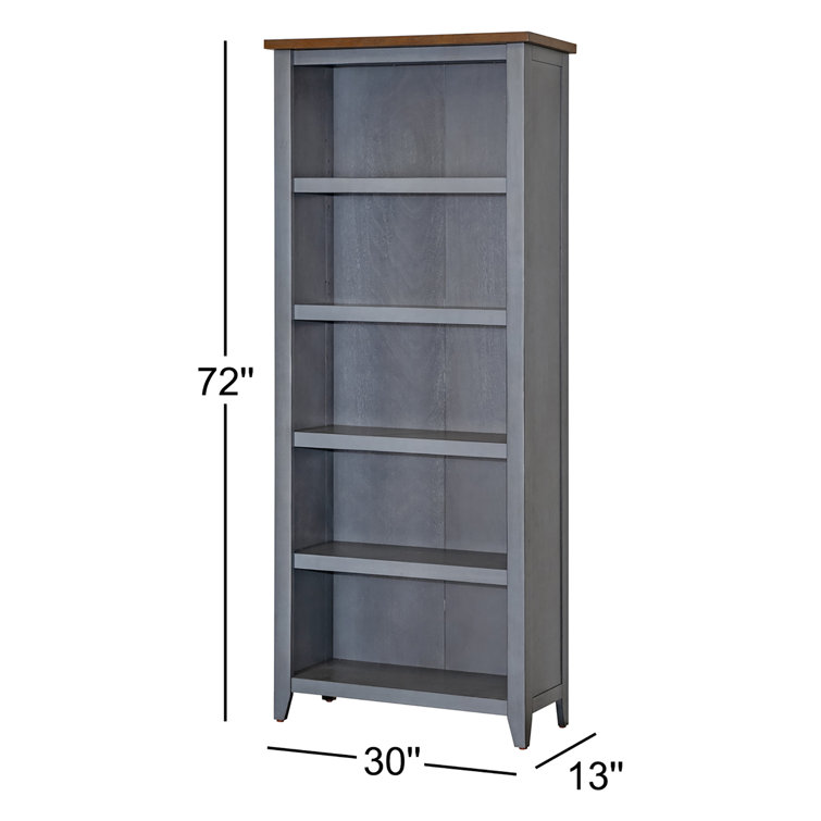 Transitional Blue/Brown Adjustable Wood Bookcase 30"W x 72"H