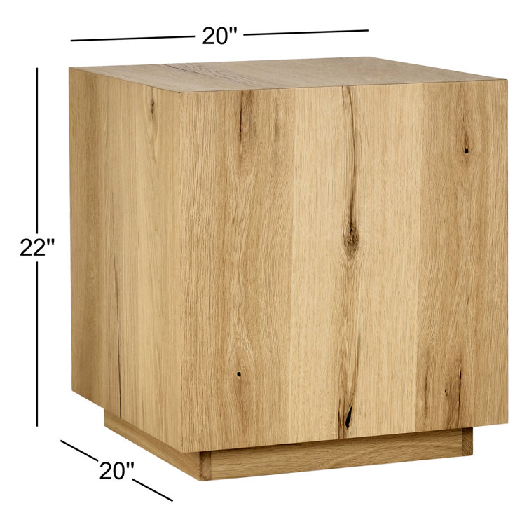 Natural Oak Wood Square End Table with Clean Lines