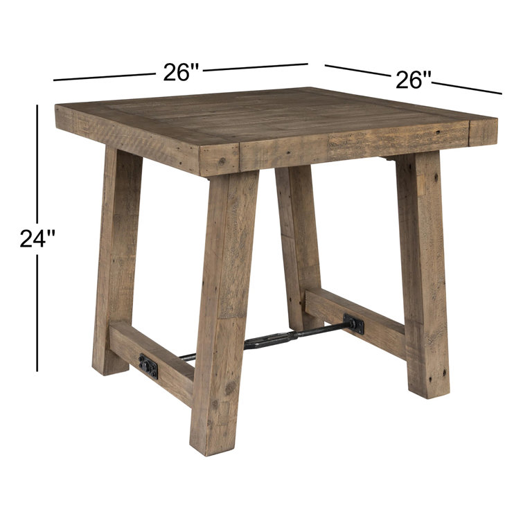 Tuscany Reclaimed Pine and Metal 26" Square End Table - Weathered Taupe