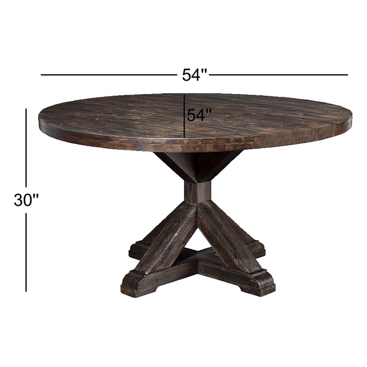 Cottage Charm 54" Reclaimed Acacia Wood Round Dining Table in Gray