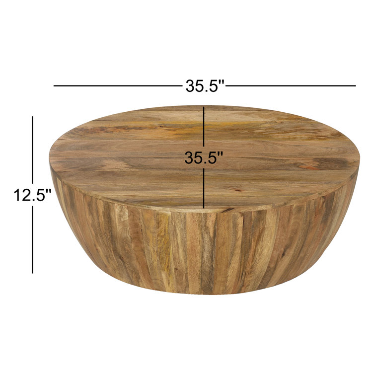 Natural Mango Wood Round Drum Coffee Table