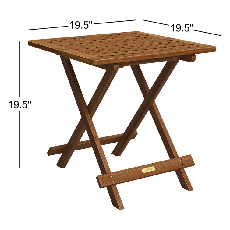 Classic Square Eucalyptus Folding End Table in Matte Brown