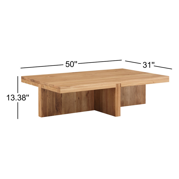 Natural Oak Rectangular Solid Wood Coffee Table