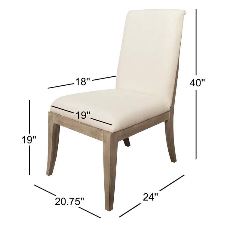 Ivory Upholstered Parsons Side Chair with Natural Wood Legs
