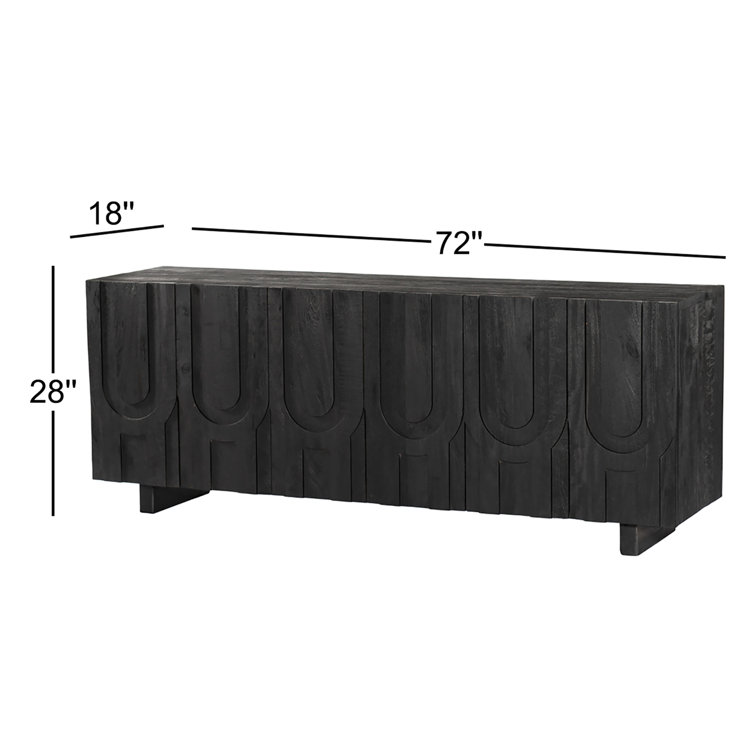 Dark Totem Black Reclaimed Wood Media Console with Cabinet