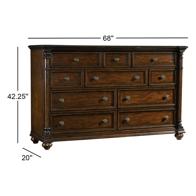 Leesburg Dark Mahogany 10-Drawer Traditional Dresser