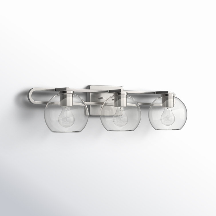 Eveline 3-Light Brushed Nickel Vanity Light with Clear Glass Shades